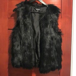 Black topshop faux fur vest